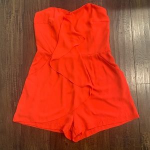 Bright red/orange dressy shorts romper